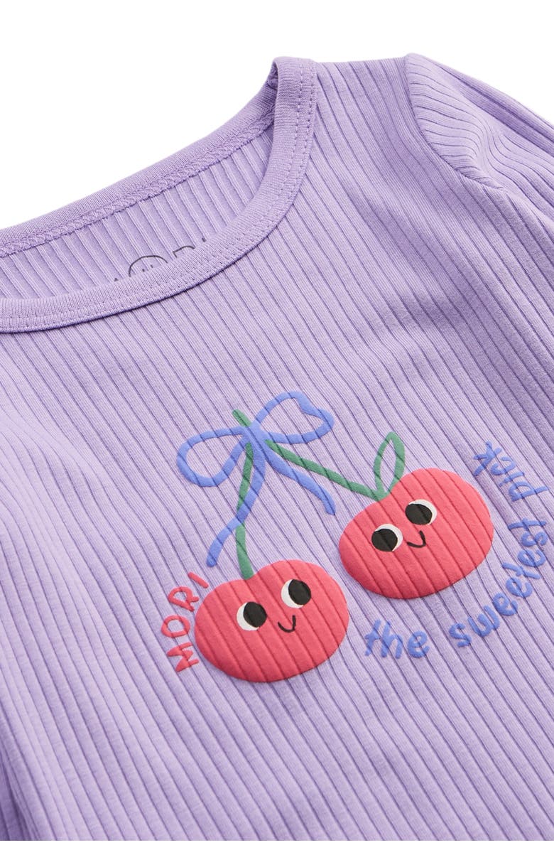 MORI Cherry Placement Ribbed Pyjamas, Alternate, color, Purple