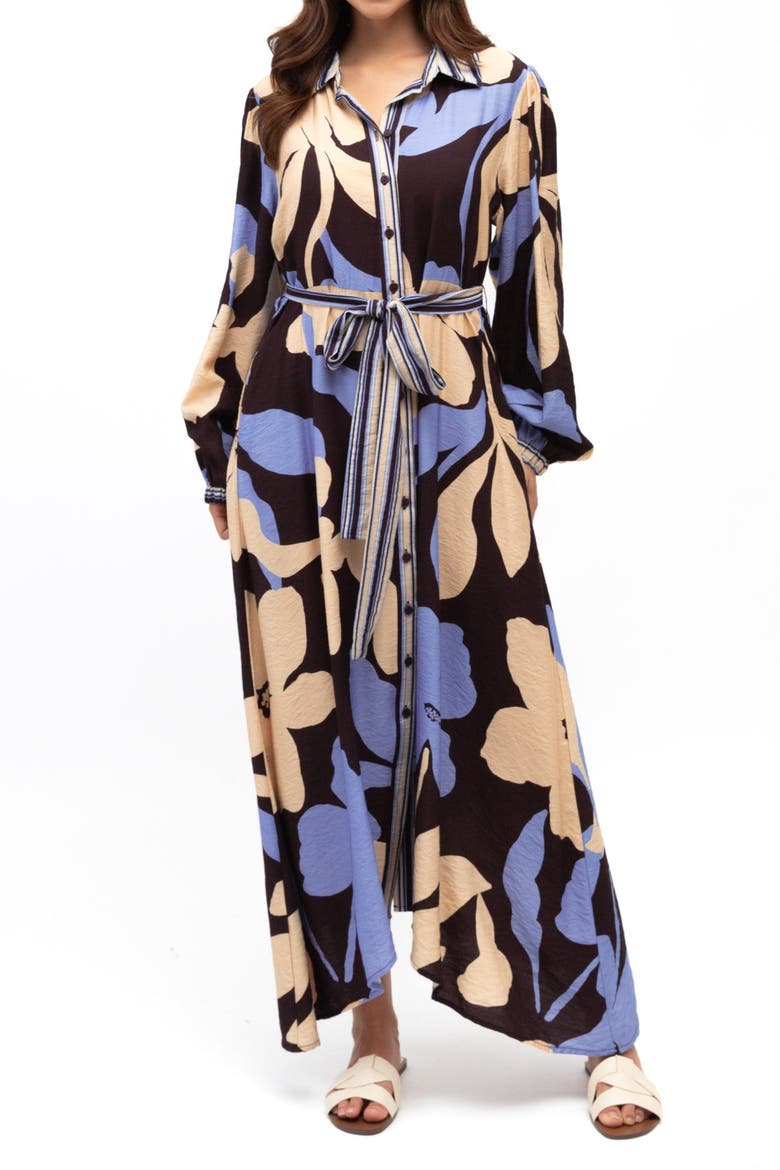 Flora Maxi Shirtdress, Main, color, Chocolate