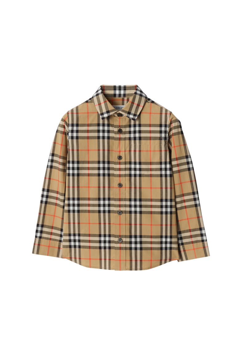 Check Cotton Shirt, Main, color, Sand beige