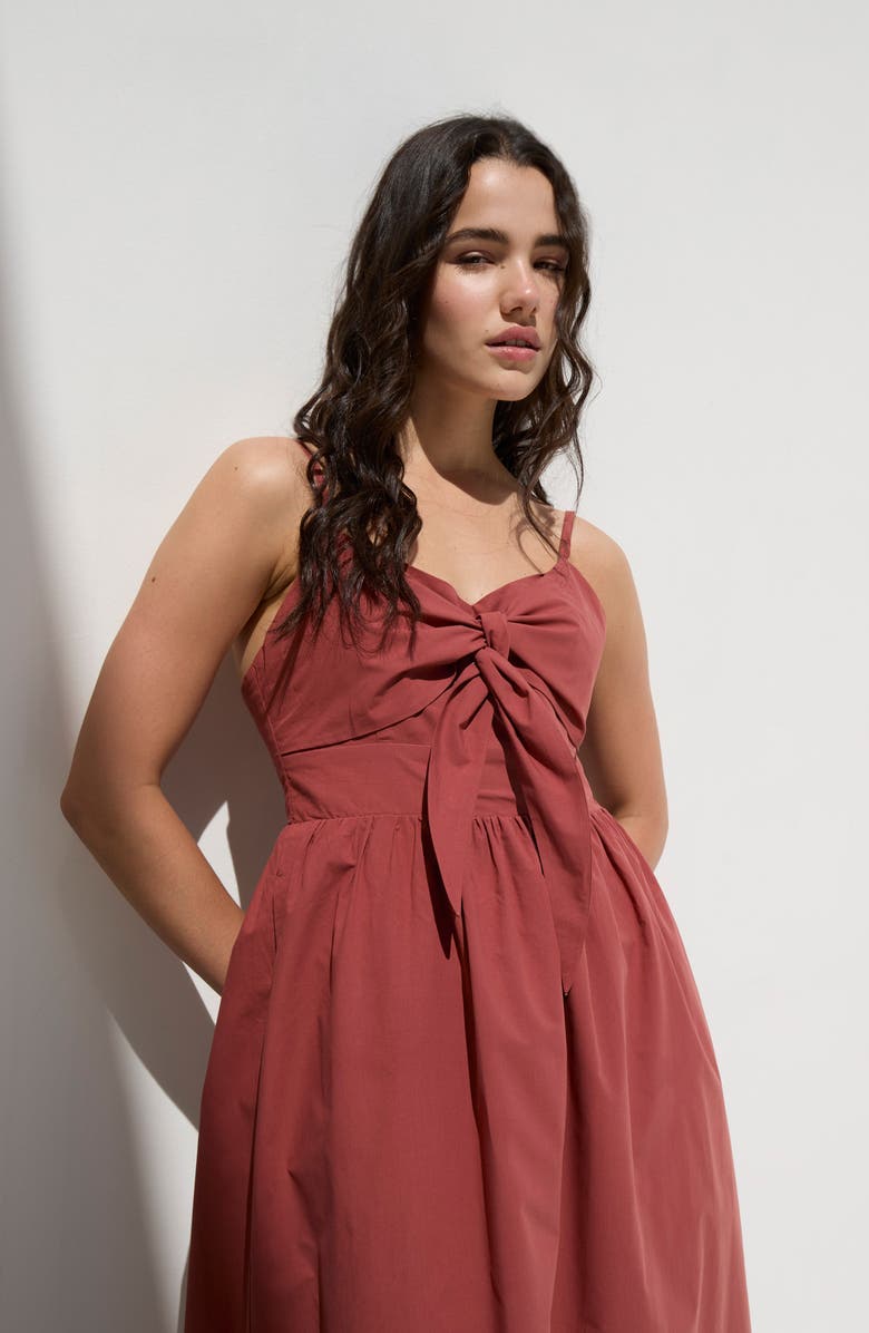 DELUC Padua Tie Bust Cotton Sundress, Alternate, color, Reddish Brown