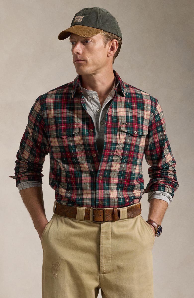 Polo Ralph Lauren Plaid Classic Fit Brushed Oxford Button-Down Shirt, Alternate, color, 