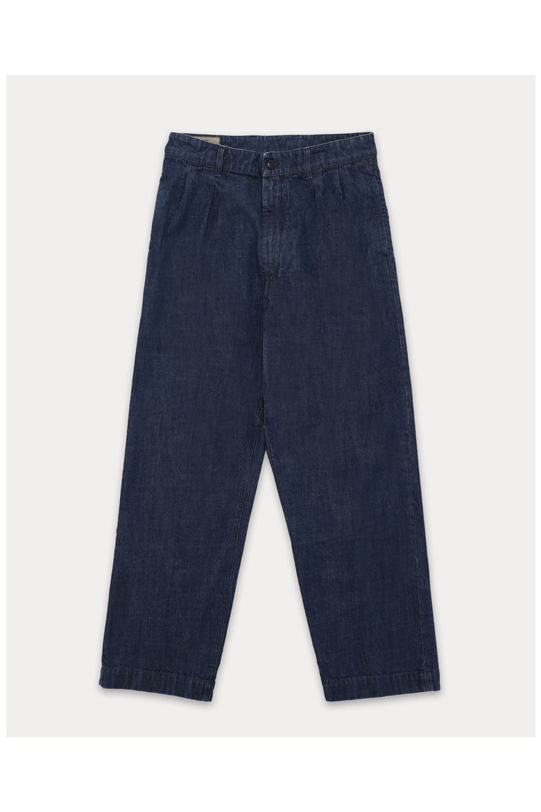 Newyork Pleated Denim Trousers, Main, color, Indigo Rinse