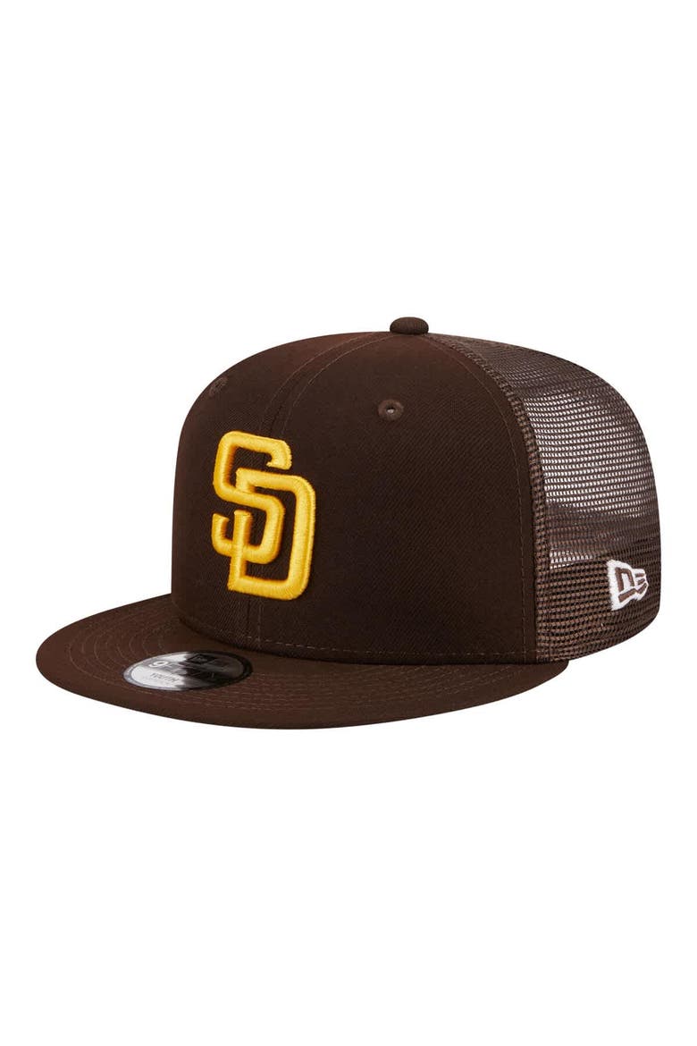Youth New Era  Brown San Diego Padres 9FIFTY Trucker Snapback Hat, Main, color, Brown
