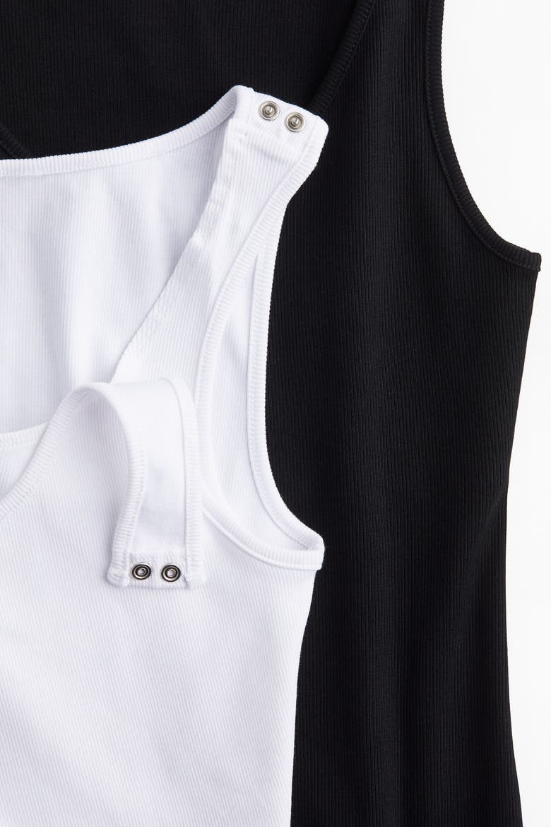 Mama 2-pack Nursing Vest Tops, Alternate, color, White/black