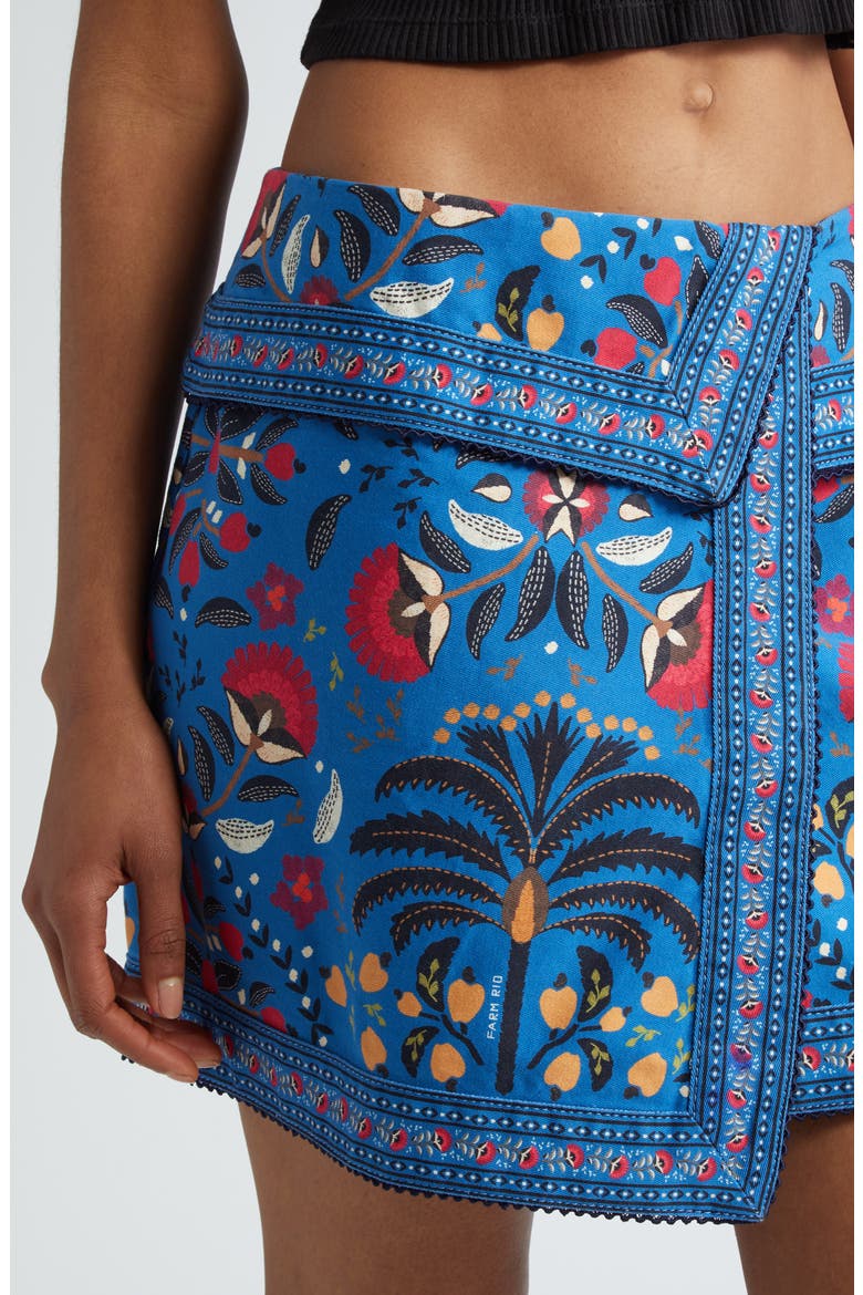 Palms Paradise Wrap Front Miniskirt, Alternate, color, PALMS PARADISE TEAL