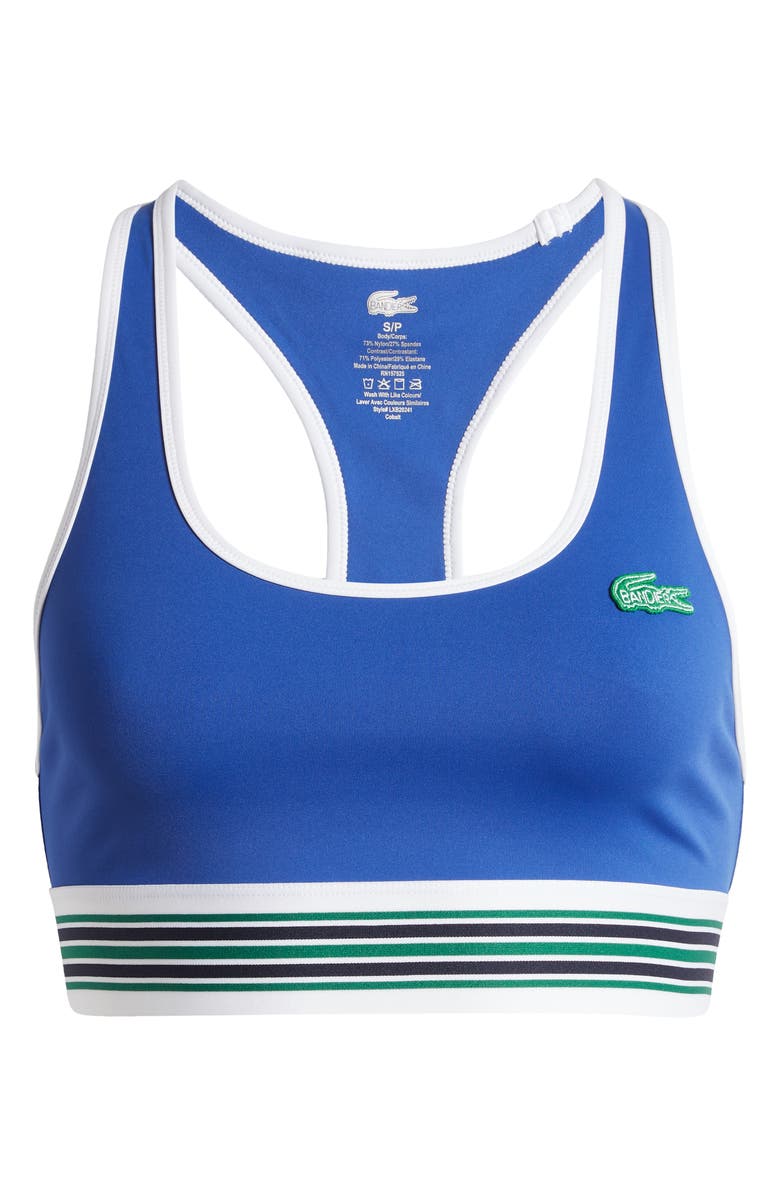 Lacoste x BANDIER Stripe Band Racerback Sports Bra, Alternate, color,