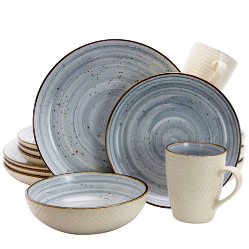 Elama Mellow 16-pc. Stoneware Dinnerware Set In Blue