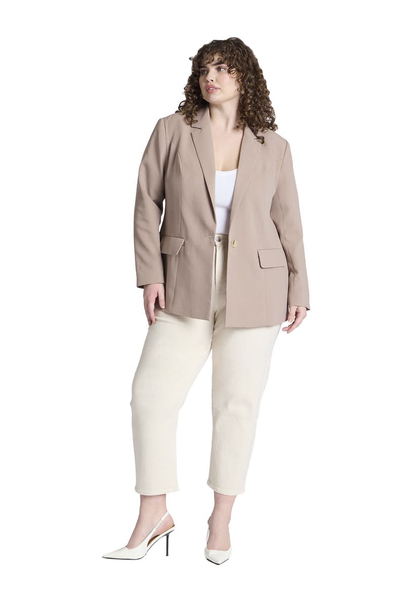 ELOQUII The Naomi Comfort Stretch Straight Crop Jean, Main, color, Ecru