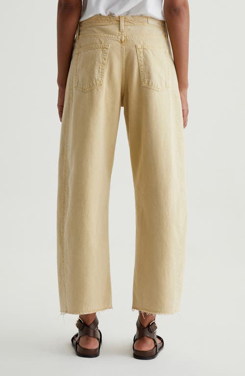 Ag Hattie Raw Hem High Waist Crop Barrel Jeans In Sulfur Golden Wheat