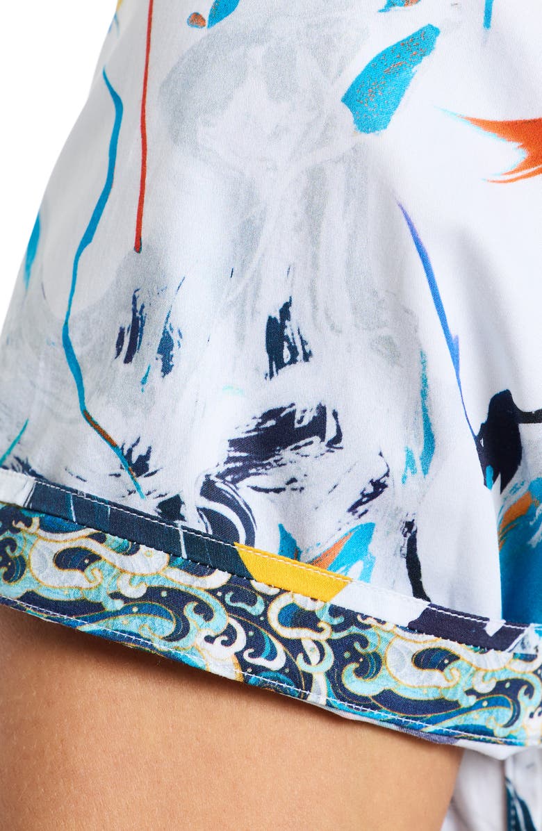 Robert Graham Karson Short Sleeve Button-Up Shirt, Alternate, color, White Multi