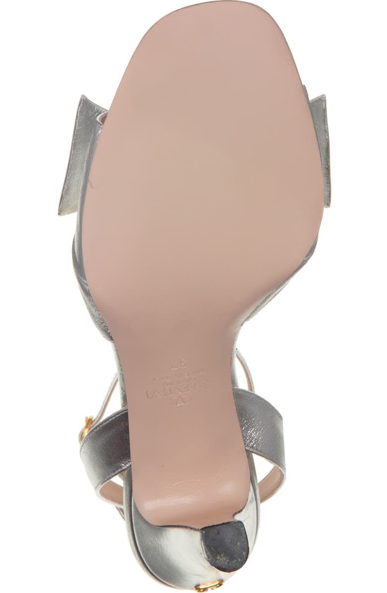 Valentino Garavani Bowow Metallic Ankle Strap Sandal, Alternate, color, Silver