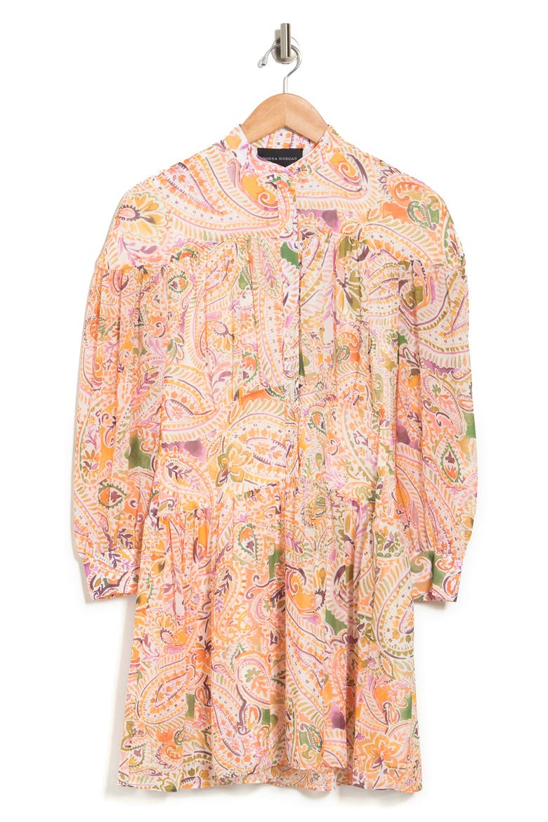 Paisley Long Sleeve Chiffon Shirt Dress, Alternate, color, SOFT WHITE/YELLOW