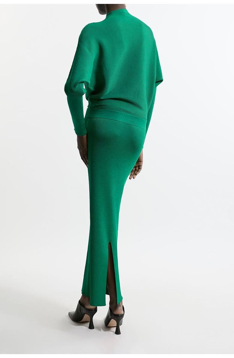 Karen Millen Drape Knit Bat Wing Pencil Midi Dress, Alternate, color, Green
