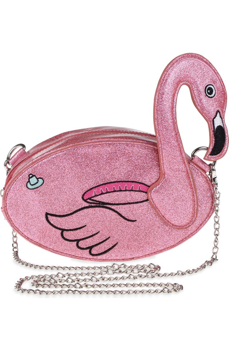 Capelli New York Flamingo Glitter Crossbody Bag, Main, color,