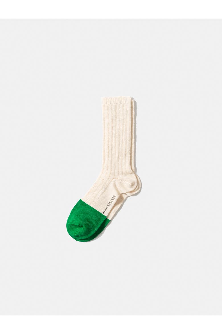Bicolor Ribbed Crew Socks, Main, color, Plain Off White