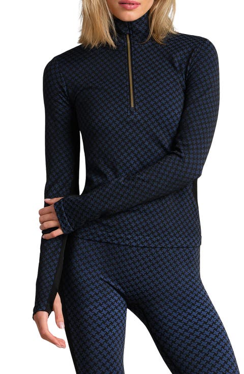 Houndstooth Seamless Half-Zip Pullover