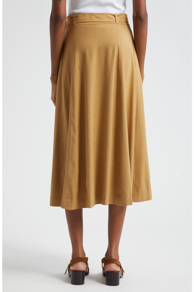 Arwen Belted Linen Blend Skirt, Alternate, color, DESERT KHAKI