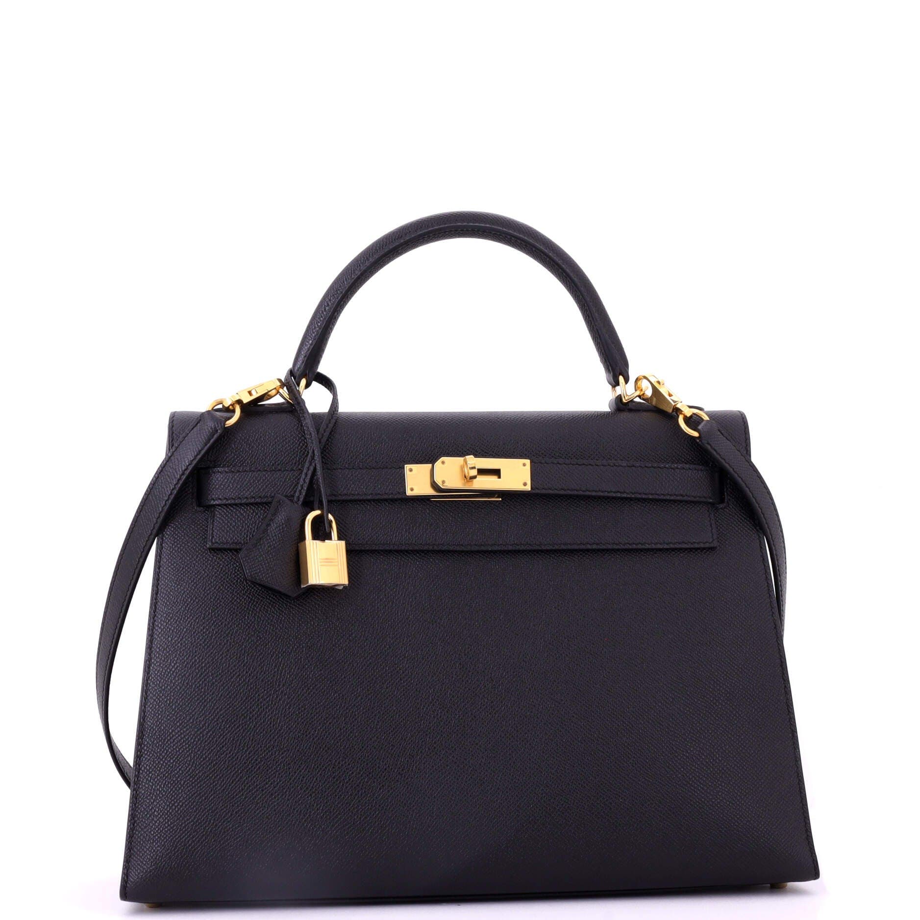 Pre-Owned Hermes Kelly Handbag Black Epsom with Gold Hardware 32, Alternate, color, Noir