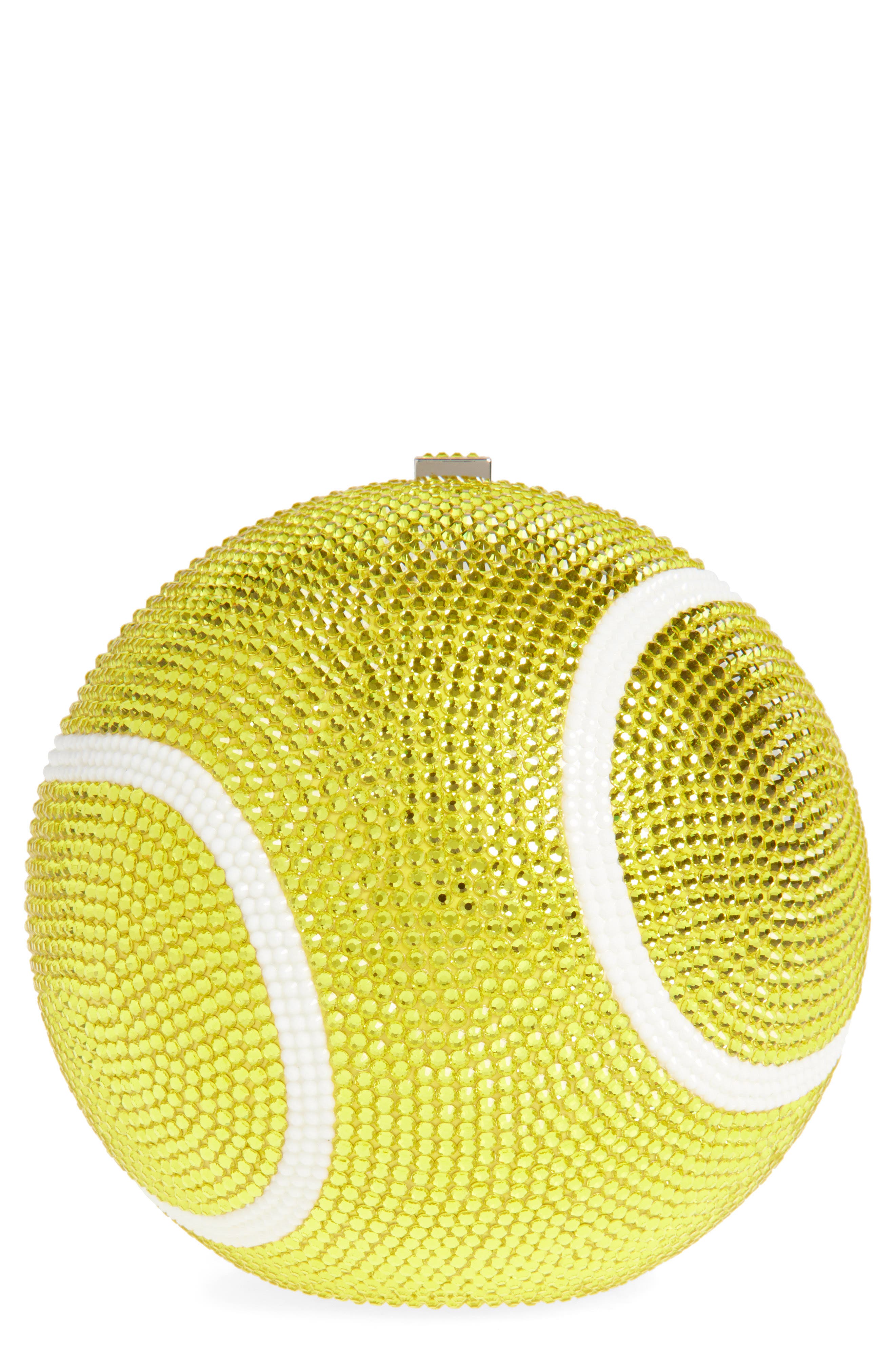 JUDITH LEIBER COUTURE Tennis Ball Crystal Embellished Clutch, Main, color, 
