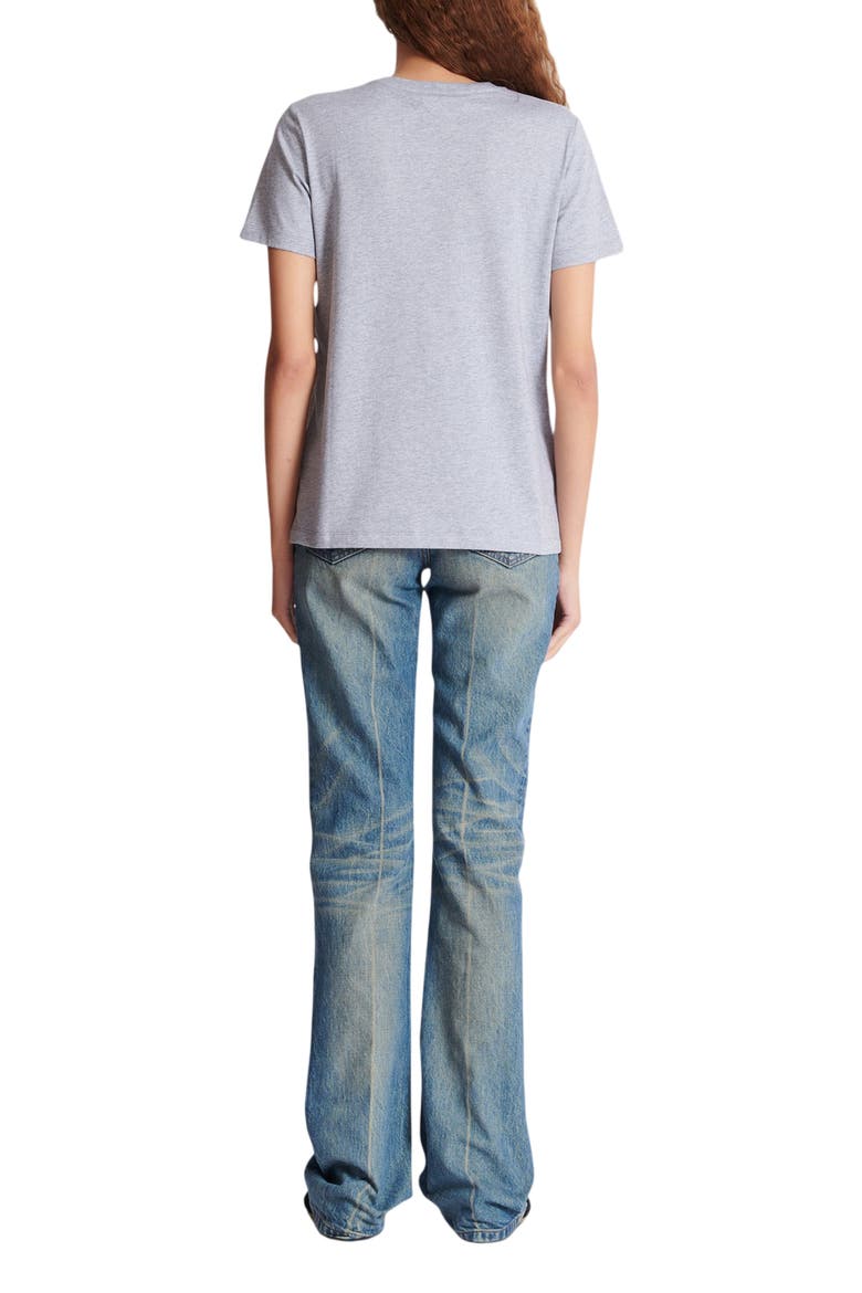 T-Shirt with Balmain Print, Alternate, color, grey