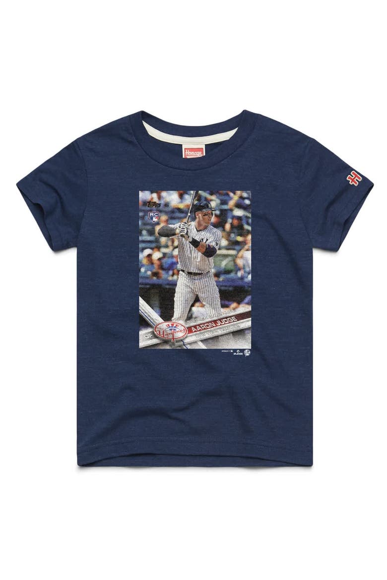 Youth Homage Aaron Judge Navy New York Yankees Topps Baseball Card Tri-Blend T-Shirt, Main, color, Navy