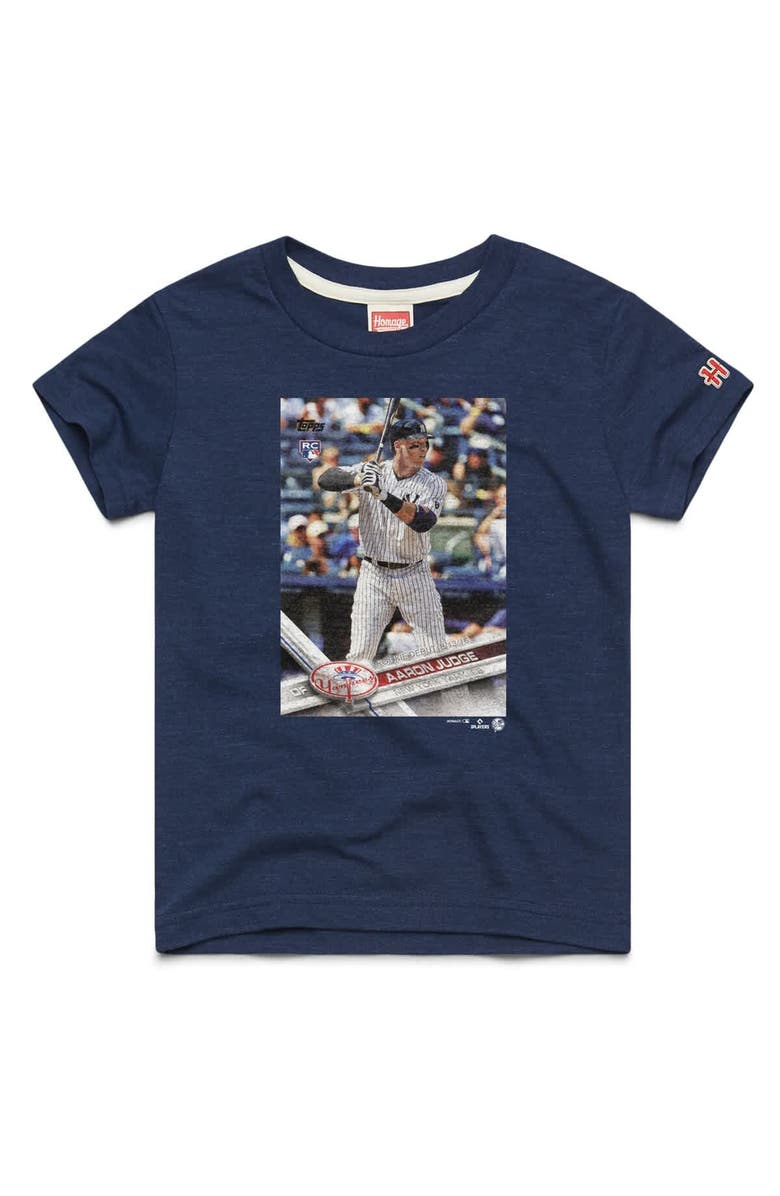 Homage Youth Homage Aaron Judge Navy New York Yankees Topps Baseball Card Tri-Blend T-Shirt, Main, color, Navy