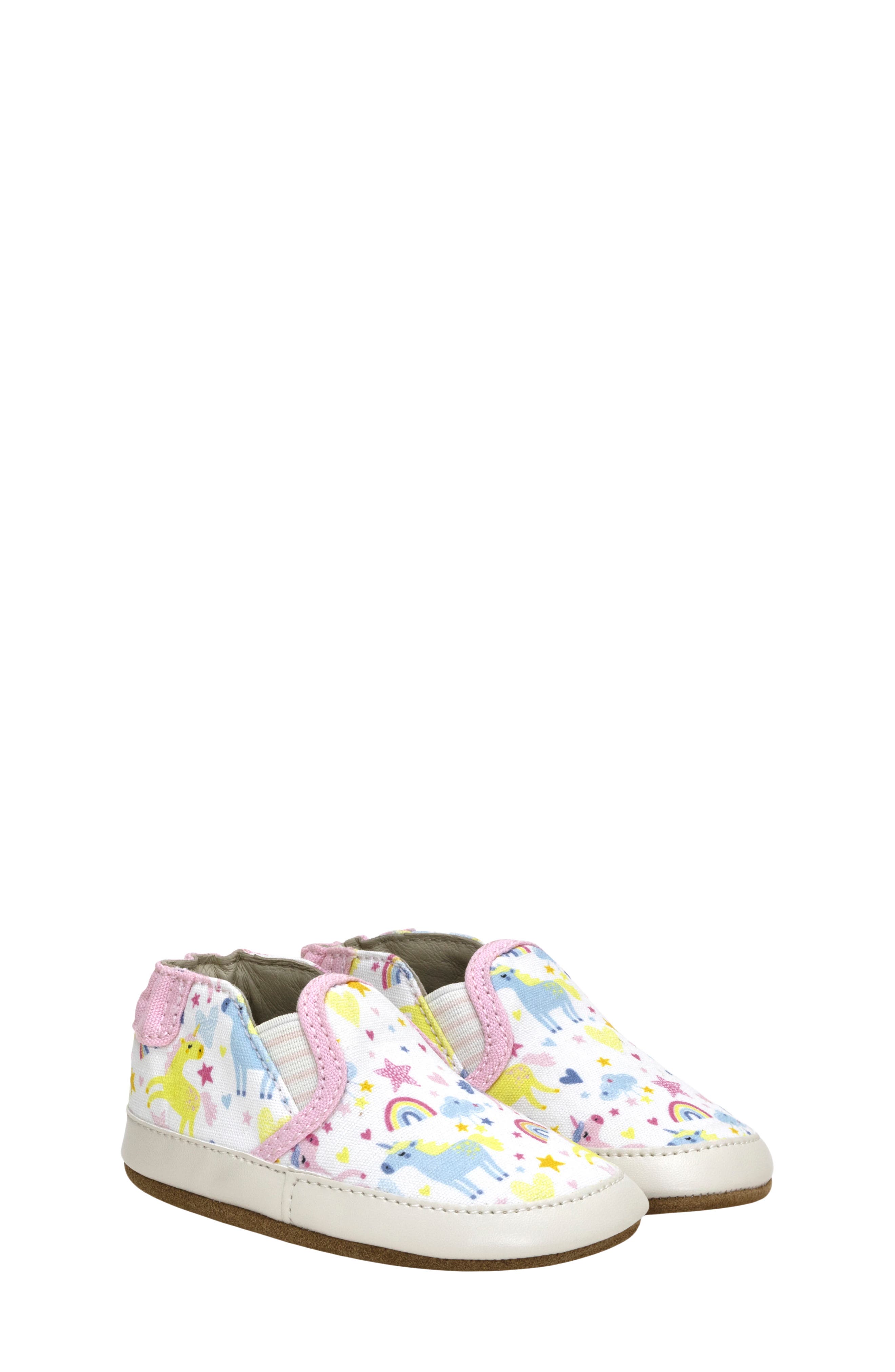 Robeez<sup>®</sup> Mini Unicorn Crib Shoe, Main, color, White