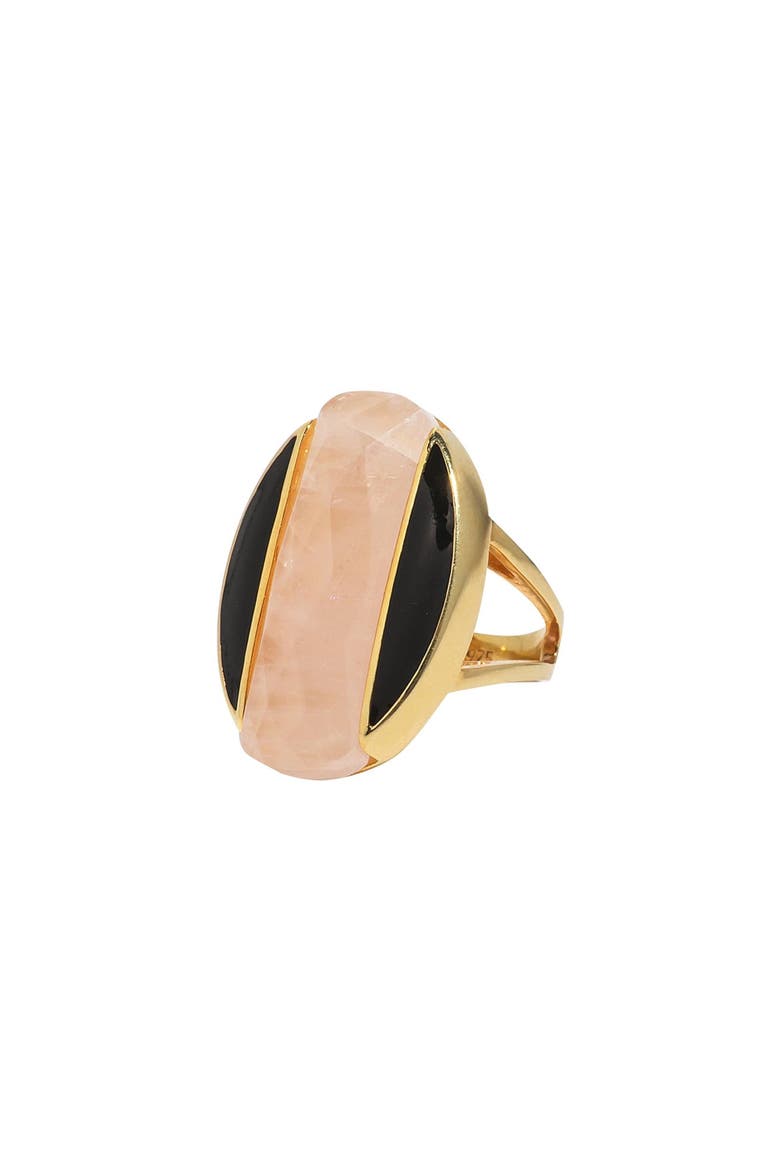 Harmonia Rose Quartz Boundary Ring, Main, color, Pink & Black