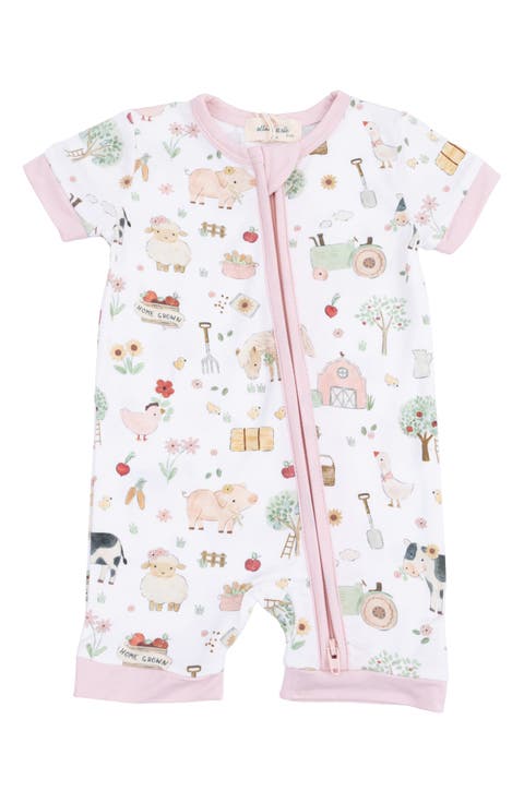 Cute Farm Animals Ruffle Zip Footie (Baby)