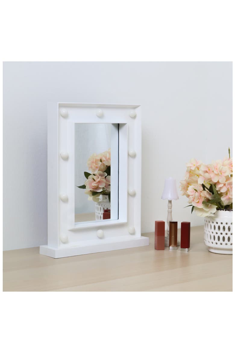 White Hollywood Vanity Wall Mirror, Alternate, color, WHITE