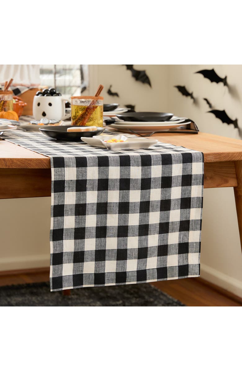 Solino Home Linen Table Runner for Dining Table, Holiday and Everyday Table Decor - Morgan Check, Alternate, color, 