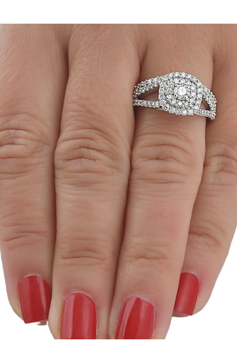 Bliss Diamond 1 1/10ct Cushion Halo Diamond Engagement Wedding Ring Set 10K Gold Carat, Alternate, color, 