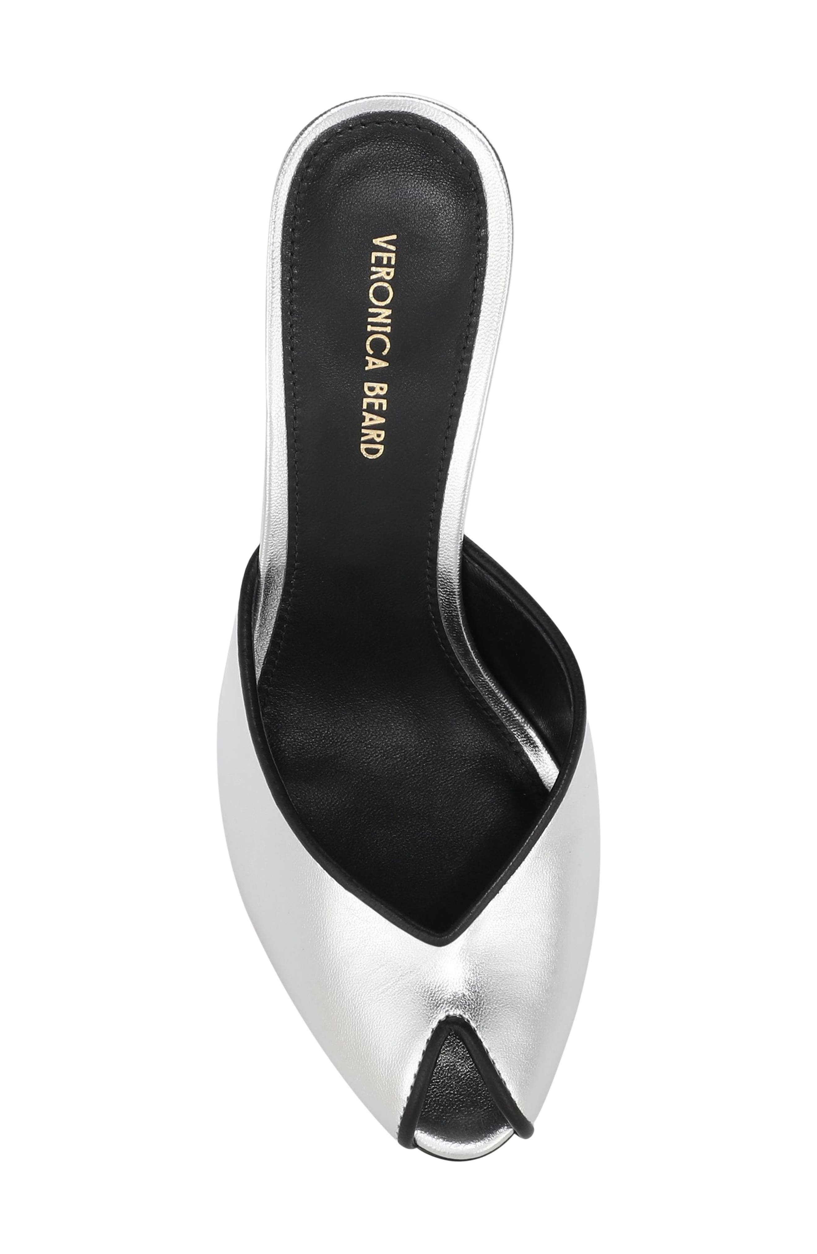 Veronica Beard Mirabel Peep Toe Wedge Sandal, Alternate, color, Silver/ Black