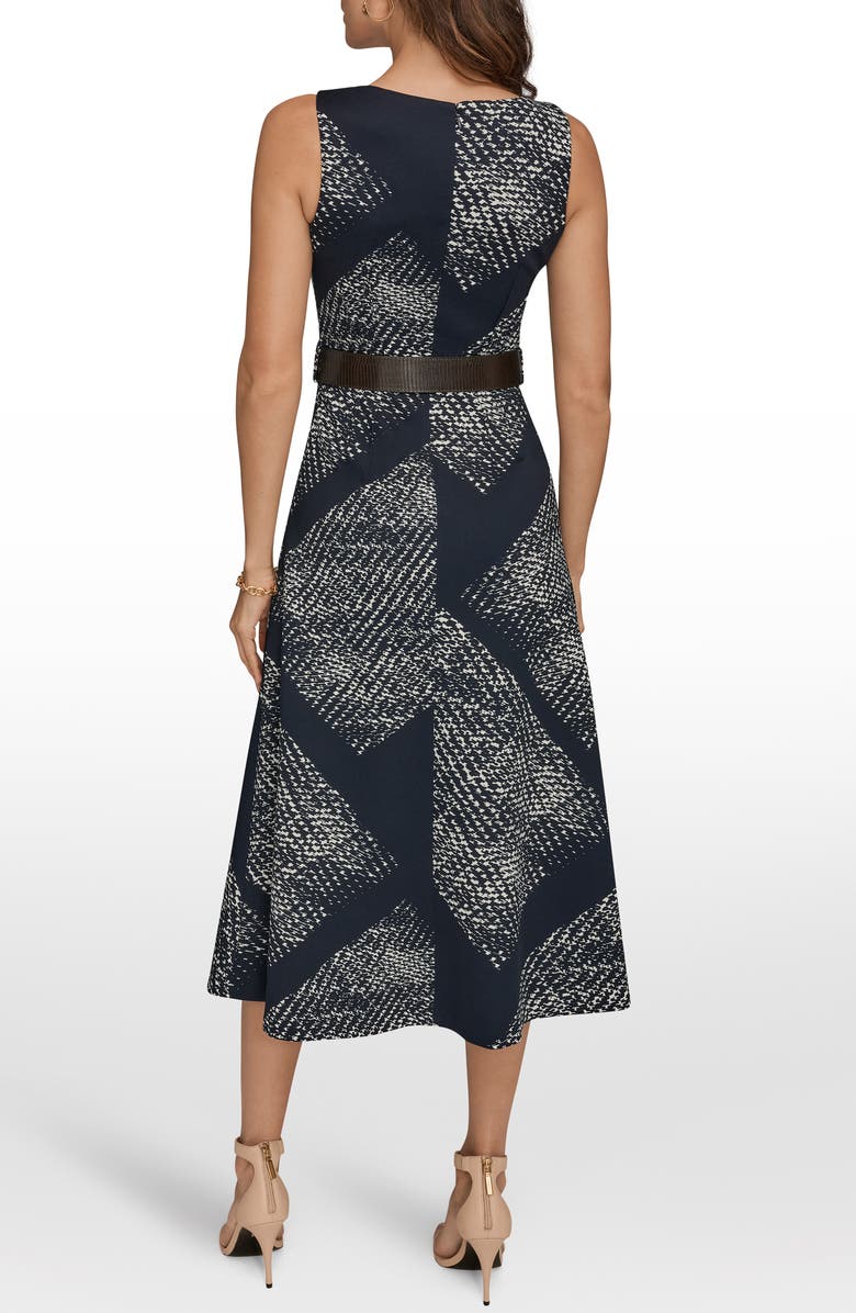 Donna Karan New York Belted Midi Dress, Alternate, color, Nghtfall/ Cream