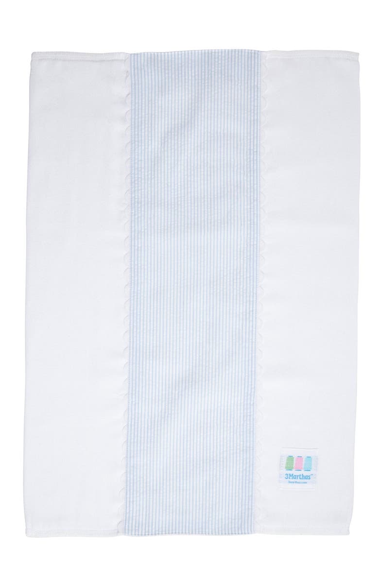 3 Marthas Seersucker Stripe Fancy Fabric Burp Cloth, Alternate, color, Blue