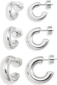 Nordstrom Set of 3 Small Polished Tube Hoop Earrings