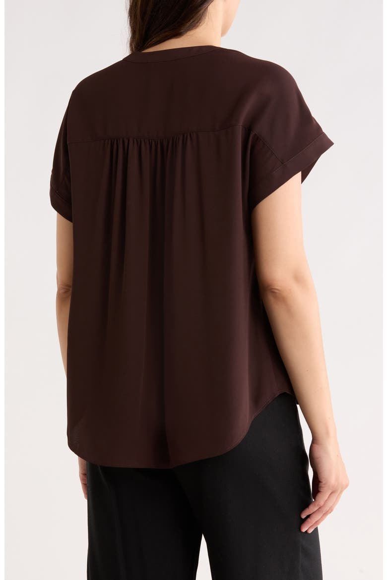 V-Neck Popover Top, Alternate, color, DARK CHOCOLATE