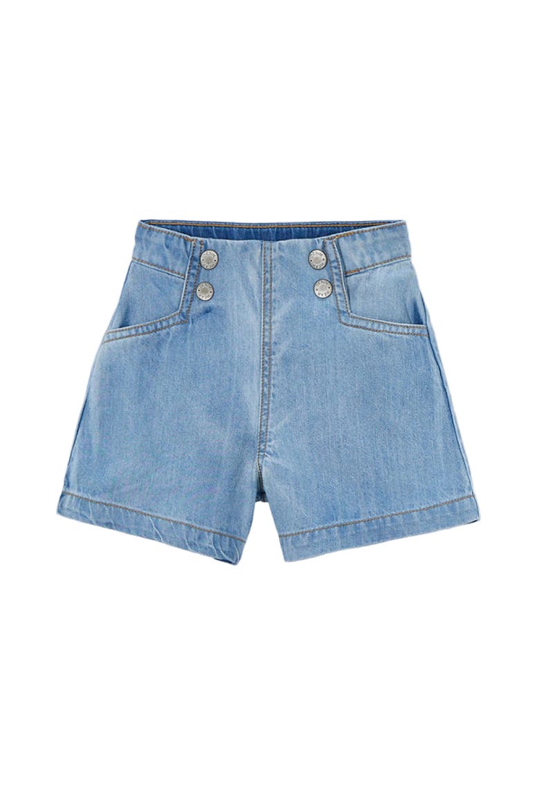 Denim Shorts With Button Detail, Main, color, Light Blue