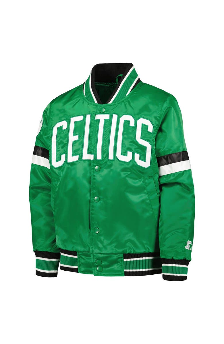 STARTER Youth Starter Kelly Green Boston Celtics Home Game Varsity Satin Full-Snap Jacket, Alternate, color,
