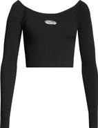 DIESEL® M-Vera Logo Cutout Long Sleeve Crop Top