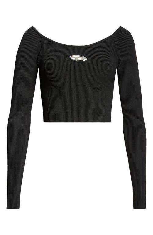 DIESEL DIESEL® M-VERA LOGO CUTOUT LONG SLEEVE CROP TOP