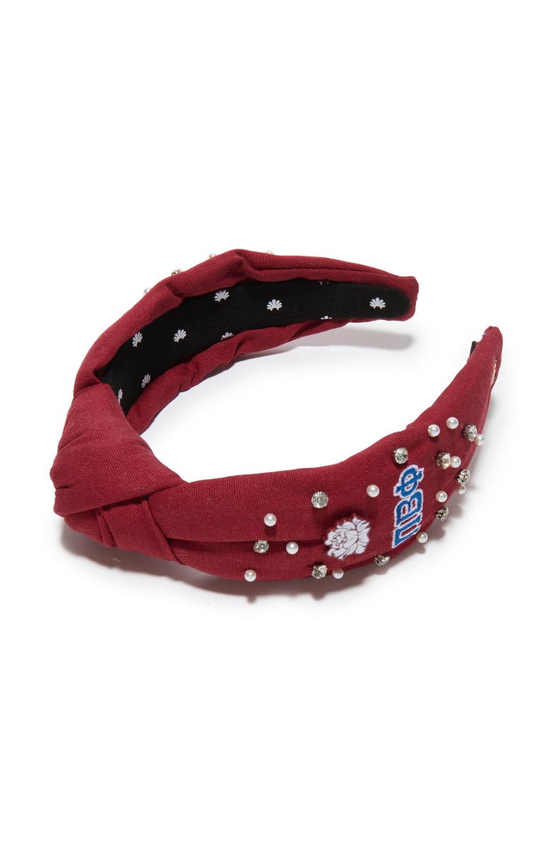 Lele Sadoughi Pi Beta Phi Knotted Headband, Main, color, Wine 600