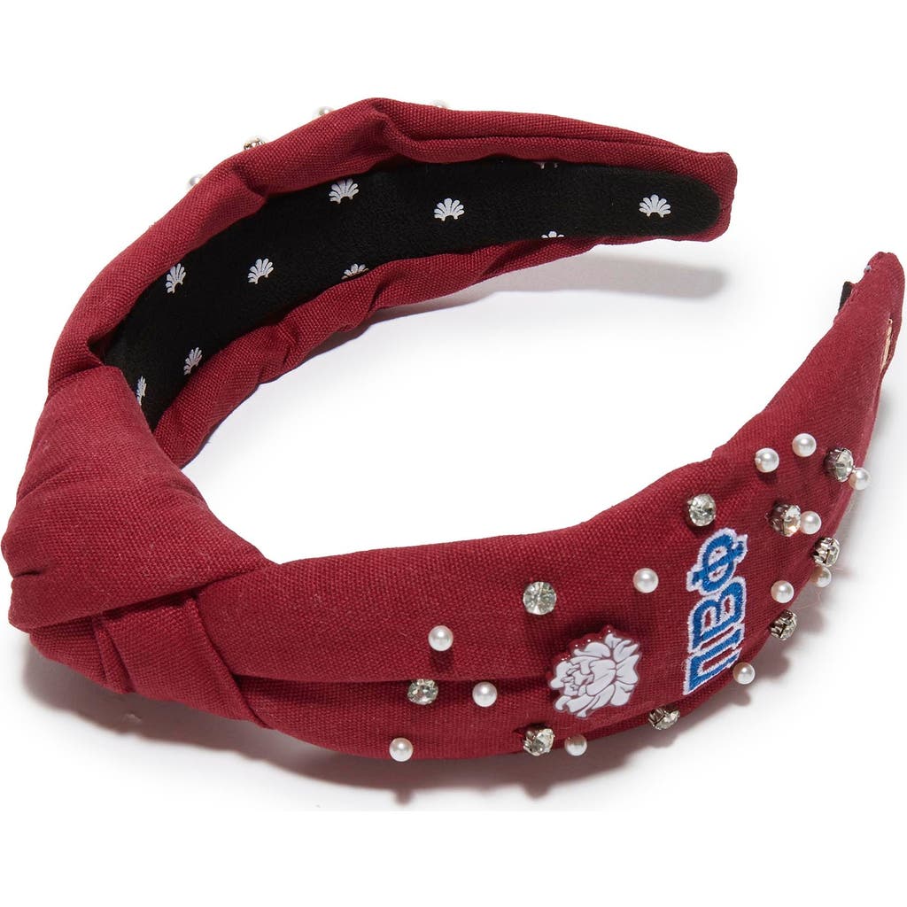 Lele Sadoughi Pi Beta Phi Knotted Headband In Burgundy