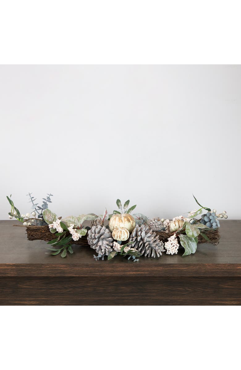 Northlight Glittered Pumpkins and Pinecones Artificial Fall Harvest Swag - 36", Alternate, color, Green