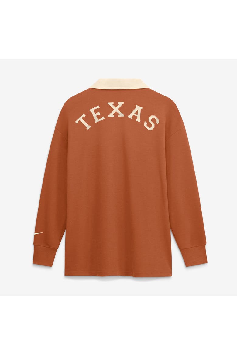 Women's Nike Orange Texas Longhorns Oversized Essential Dri-FIT Long Sleeve V-Neck Polo, Alternate, color, Orange