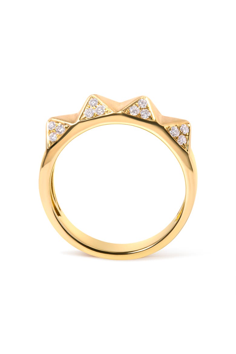 14K Yellow Gold 1/4Cttw White Diamond Pyramid Band Ring, Alternate, color, Yellow