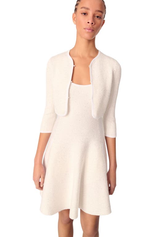 Maje Cropped Cardigan With Rhinestones In White