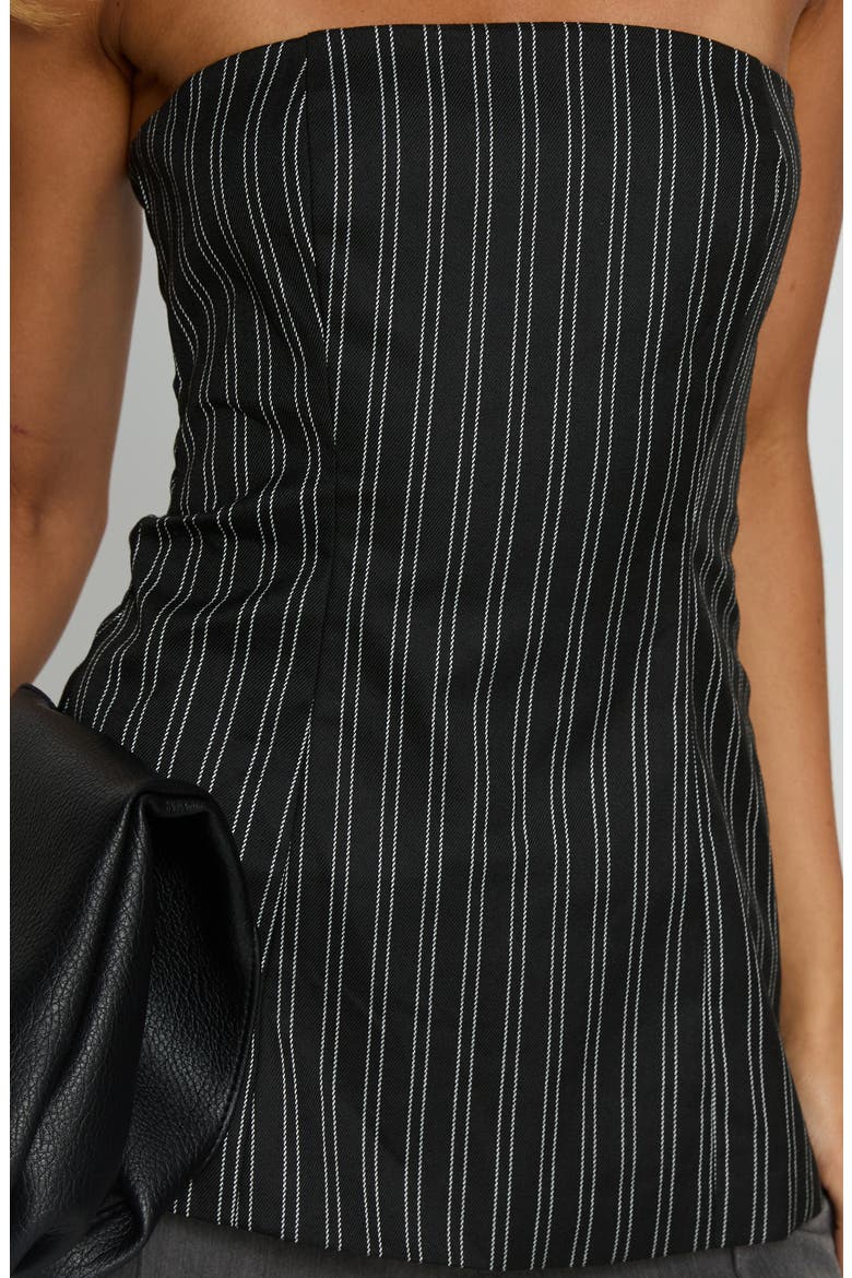 Maralyn Strapless Top, Alternate, color, BLACK PINSTRIPE