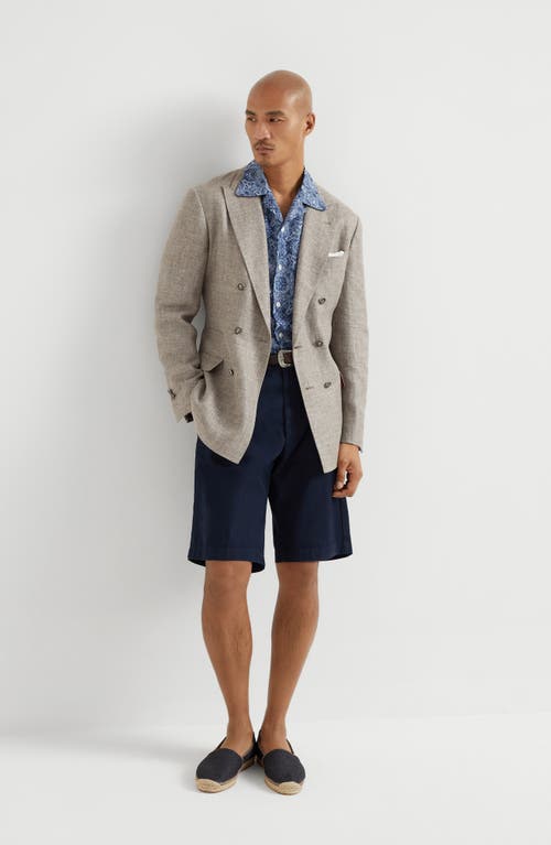Brunello Cucinelli Garment-dyed Gabardine Bermuda Shorts In Navy Blue