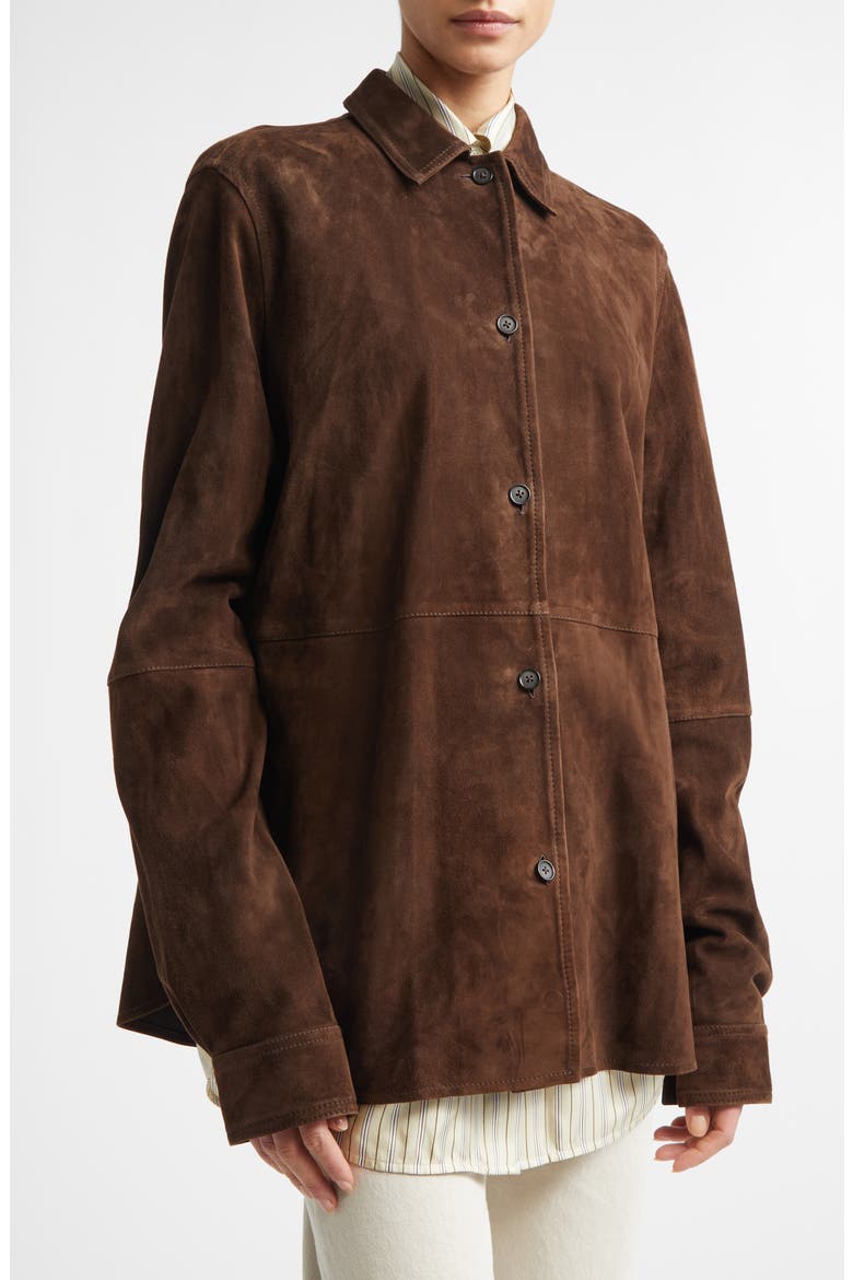 Soft Suede Overshirt, Alternate, color, BARK
